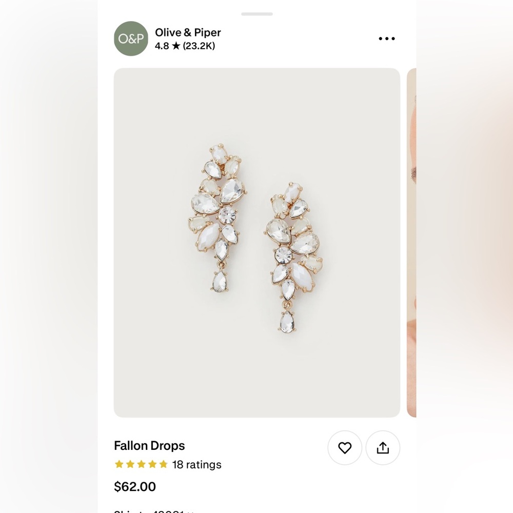 Olive & Piper Gold and White Fallon Drop Earrings